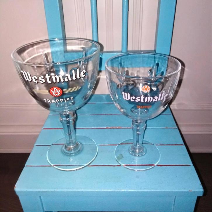 Westmalle Trapist bierglazen 2 stuks, Verzamelen, Biermerken, Gebruikt, Glas of Glazen, Overige merken, Ophalen