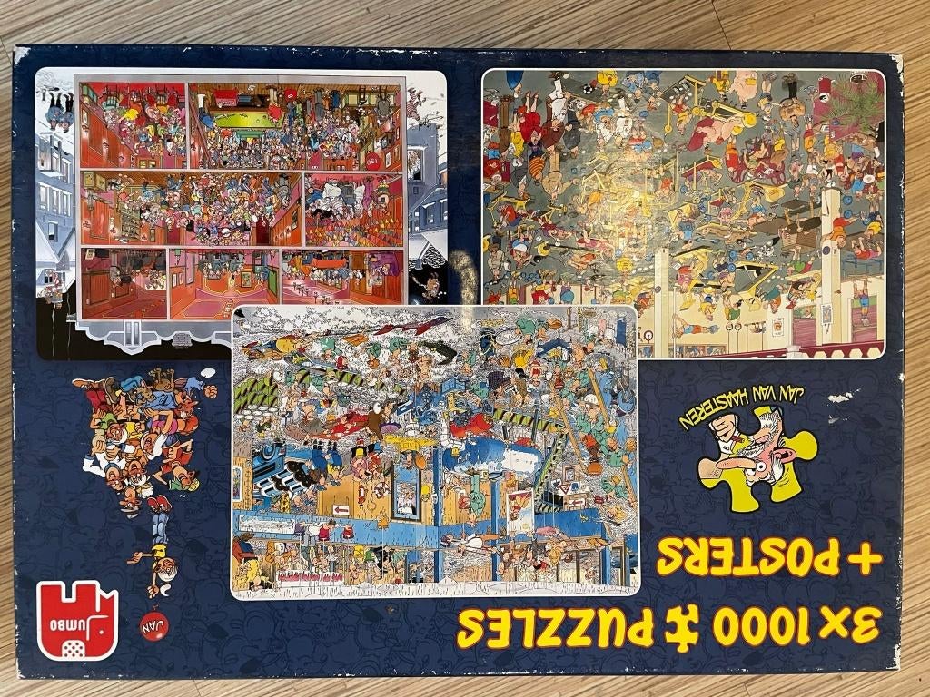 Jan van Haasteren - 3 stuks, Hobby en Vrije tijd, Denksport en Puzzels, Ophalen, 500 t/m 1500 stukjes, Zo goed als nieuw, Legpuzzel