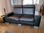 2zits zwart leer bank, Huis en Inrichting, Banken | Bankstellen, Ophalen of Verzenden, Gebruikt, 75 tot 100 cm, Leer