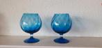 Empoli prachtige blauwe handgemaakte cognac vaasjes, Ophalen of Verzenden