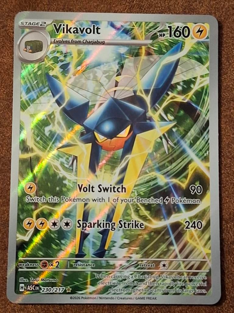 Vikavolt 230 pokemon Ascended Heroes., Ophalen of Verzenden, Zo goed als nieuw, Losse kaart, Foil