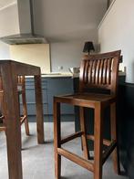 Bartafel teak met 3 teakhouten stoelen en 1 ikea kruk, Ophalen of Verzenden, Zo goed als nieuw