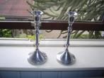 zilverkleurige kandelaars, Huis en Inrichting, Woonaccessoires | Kandelaars en Kaarsen, Ophalen of Verzenden, Metaal, Minder dan 25 cm