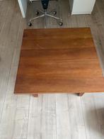 Massief houten salontafel/bijzettafel, Ophalen, Gebruikt, 50 tot 100 cm, Vierkant