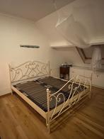 Metalen bed wit patin 180x200 cm + verstelbare lattenbodems, Huis en Inrichting, Slaapkamer | Bedden, Ophalen, Wit, Tweepersoons