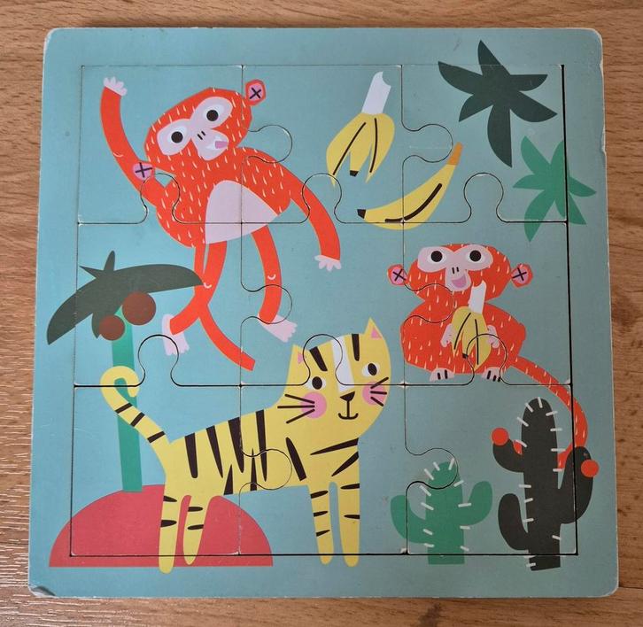 Hema Houten Jungle Puzzel, Kinderen en Baby's, Speelgoed | Kinderpuzzels, Zo goed als nieuw, 2 tot 4 jaar, Minder dan 10 stukjes