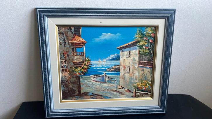 Rhodos Schilderij - Handgeschilderd & Ingelijst, Antiek en Kunst, Kunst | Schilderijen | Klassiek, Ophalen