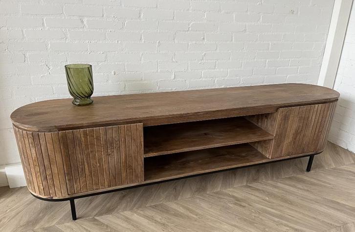 BLACK FRIDAY ACTIE TV meubel retro Noor mangohout ribbel 399, Huis en Inrichting, Woonaccessoires | Overige, Nieuw, Ophalen of Verzenden