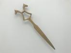 Briefopener metaal goudkleurig paarden kop, Ophalen of Verzenden