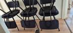 Set van 6 stoelen, blauw/grijs, zwart stalen frame, Ophalen, Gebruikt, Blauw, Metaal