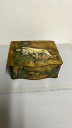 Antiek Sigaren Blikje met Jachthonden tafereel er op, Verzamelen, Blikken, Ophalen of Verzenden, Gebruikt, Overige