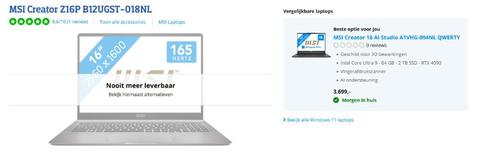 MSI CREATOR Z16P B12UGST-018NL, Computers en Software, Windows Laptops, Zo goed als nieuw, 16 inch, SSD, 4 Ghz of meer, 32 GB