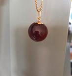 14 karaat goud hanger met edelsteen Carneool, Ophalen of Verzenden, Zo goed als nieuw, Met edelsteen, Rood