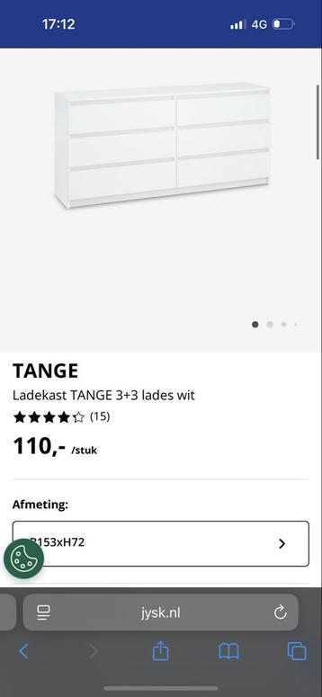 Jysk TANGE Ladekast - 6 Lades - Wit