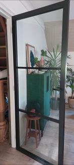 zwarte glazen staal look deur hout, Doe-het-zelf en Verbouw, Deuren en Horren, Ophalen, Gebruikt, Binnendeur, 200 tot 215 cm