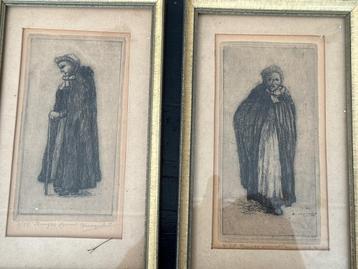 Etsen van oude vrouw 2 keer  beschikbaar voor biedingen