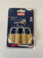 Hangslot messing nr.45 50mm ABUS 3pack, Ophalen of Verzenden, Nieuw, Koper of Messing, Slot