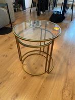 Light & Living Bijzettafels Duarte - Antiek Goud, Glas, Rond, 45 tot 60 cm, Minder dan 55 cm