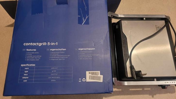 SafeCourt Contactgrill 3-in-1 (PFAS-vrij), Witgoed en Apparatuur, Contactgrills, Zo goed als nieuw, Uitneembare platen, Vaatmachinebestendige platen