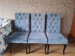 Eettafelstoelen, gecapitonneerd, lichtblauw en lila, Huis en Inrichting, Stoelen, Ophalen, Blauw, Zo goed als nieuw, Stof