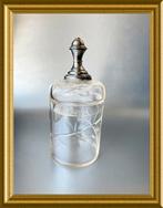 Klein geslepen glazen potje met zilveren knop, Antiek en Kunst, Ophalen of Verzenden, Zilver