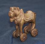 hindoeïstische bronzen tempel toy paard op wielen, Antiek en Kunst, Curiosa en Brocante, Ophalen