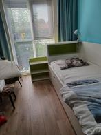 Ikea 1 persoonsbed met kast in het hoofdeind, Ophalen, 90 cm, Eenpersoons, Wit