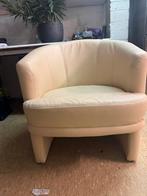 Beige lederen  kuip stoel, Ophalen, Zo goed als nieuw, Overige kleuren, Eén