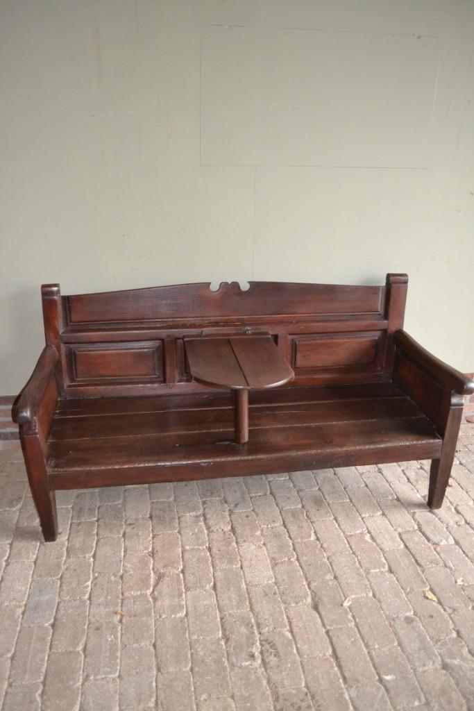 Prachtige strakke antieke eiken houten stationsbank, halbank, Antiek en Kunst, Antiek | Meubels | Stoelen en Banken, Verzenden