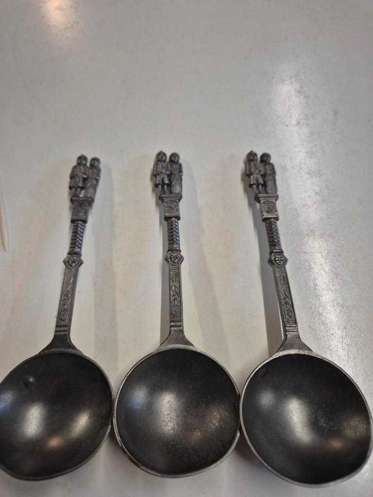 Set van 3 tinnen gelegenheidslepels – Frieling Zinn – Oud-Ho, Antiek en Kunst, Antiek | Tin, Ophalen of Verzenden