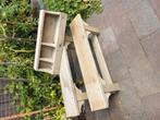 2 bankjes en 1 gruttersbak . Oud steiger hout, Huis en Inrichting, Ophalen, Zo goed als nieuw, Hout