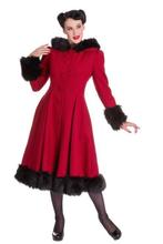 Elvira coat Burgundy-rood Hell bunny, Kleding | Dames, Jassen | Winter, Maat 46/48 (XL) of groter, Ophalen of Verzenden, Zo goed als nieuw