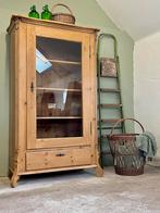 Brocante grenen kast vitrinekast eendeurskast servieskast, Ophalen, Gebruikt, 50 tot 100 cm, Nvt