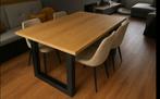 Eikenhouten eettafel 160 x 90cm + 4 stoelen, Ophalen, Gebruikt, Eikenhout, 50 tot 100 cm