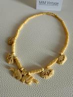 Q335/Antieke oude Zeldzame Gesneden Papegaaien ketting Been, Sieraden, Tassen en Uiterlijk, Antieke sieraden, Verzenden, Overige materialen