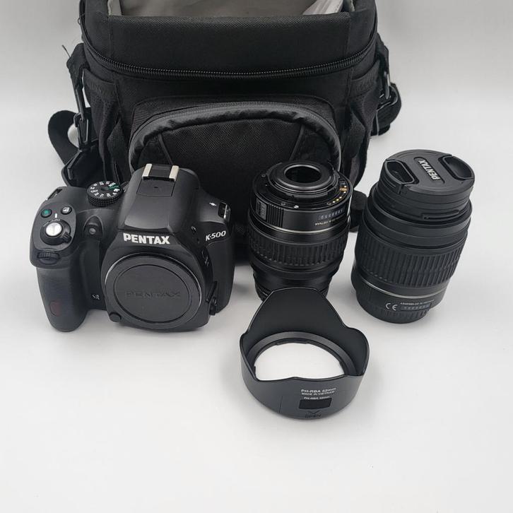 Pentax K-500 Digital Spiegelereflex Camera + 2 Lens + 2 Accu, Audio, Tv en Foto, Fotocamera's Digitaal, Zo goed als nieuw