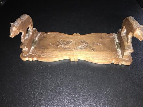 Antieke Verstelbare Houten Boekensteun Met Beren, Antiek en Kunst, Kunst | Beelden en Houtsnijwerken, Ophalen