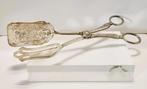 Verzilverde gebak tang met graveringen., Antiek en Kunst, Ophalen of Verzenden