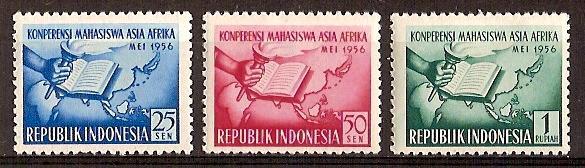 Indonesie Zonnebloem nr 161/3 ongebruikt 1956, Postzegels en Munten, Postzegels | Azië, Postfris, Zuidoost-Azië, Ophalen of Verzenden