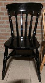 Vintage / Oude houten zwarte stoel / caféstoel, Huis en Inrichting, Gebruikt, Vintage, Eén, Hout