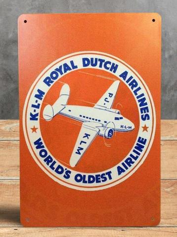 KLM Reclamebord Worlds Oldest Airline Metalen Wandbord beschikbaar voor biedingen