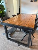 Ambachtelijke hout en ijzer eettafel, Huis en Inrichting, Tafels | Eettafels, Ophalen, Gebruikt, 50 tot 100 cm, 150 tot 200 cm