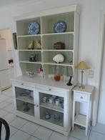 Witte woonkamer buffetkast in combinatie met glas, Ophalen, Gebruikt, Glas, Met lade(s)