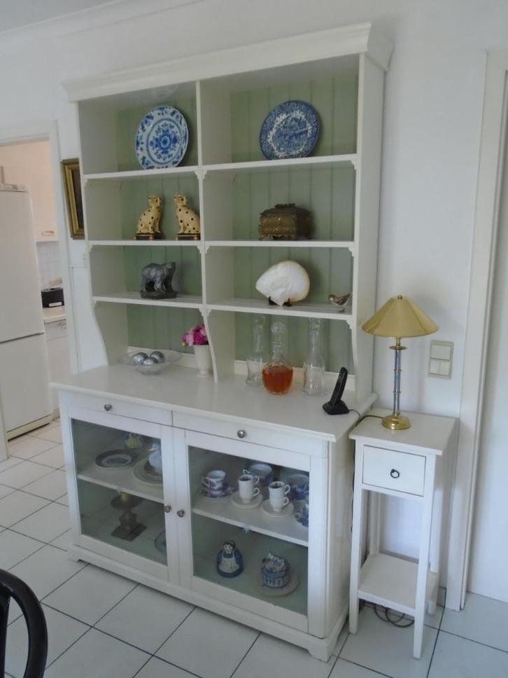 Witte woonkamer buffetkast in combinatie met glas, Huis en Inrichting, Kasten | Kledingkasten, Gebruikt, 150 tot 200 cm, 25 tot 50 cm