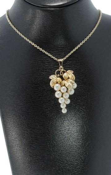 Druiventros parels 14k gouden fraaie ketting hanger dames beschikbaar voor biedingen