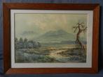 Aquarel Landschap met bergen Indonesië, gesigneerd hxb 29x39, Antiek en Kunst, Kunst | Schilderijen | Klassiek, Ophalen of Verzenden