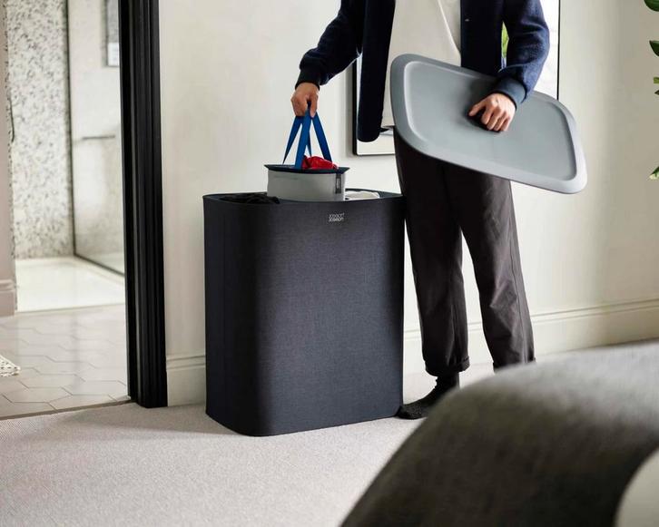 Wasmand zwart (3 vakken Joseph Joseph), Huis en Inrichting, Badkamer | Badtextiel en Accessoires, Nieuw, Zwart, Ophalen