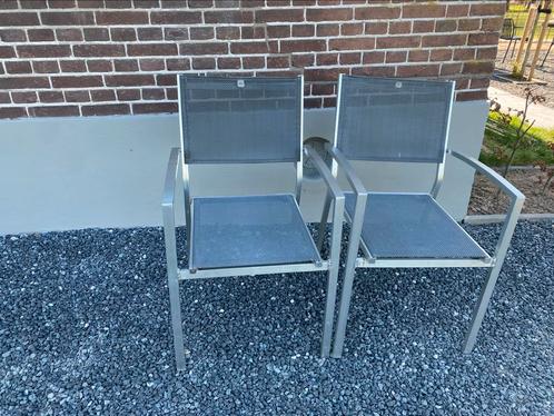 2 Comfortabele aluminium tuinstoelen stapelstoel, Tuin en Terras, Ligbedden, Aluminium, Ophalen of Verzenden