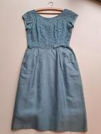 jaren 40 blue zijden cocktail- gala jurk, retro vintage  36, Overige typen, Blauw, Ophalen of Verzenden, Maat 36 (S)