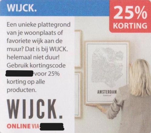 WIJCK. 25% korting. Een unieke plattegrond van je woonplaats, Tickets en Kaartjes, Kortingen en Cadeaubonnen, Eén persoon, Warenhuis- of Winkelbon